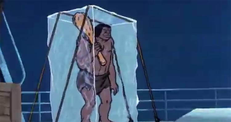 Caveman frozen in ice