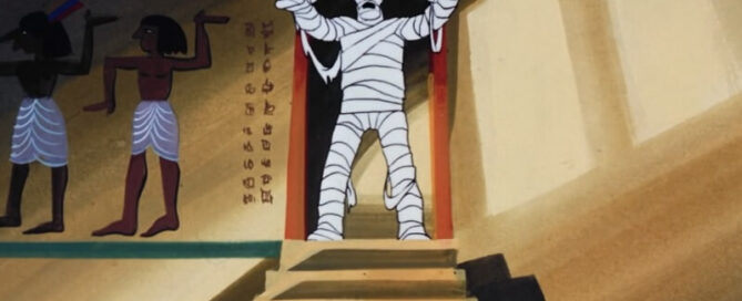 Mummy on a staircase