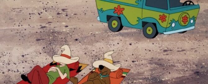 mystery machine, scooby sleeping