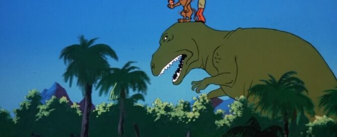 Scooby on a dinosaur