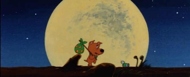 Scrappy highlighted by the moon