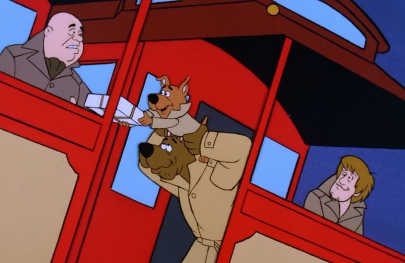 Scooby on a troly train
