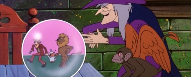 Wicked Witch with her flying monkey