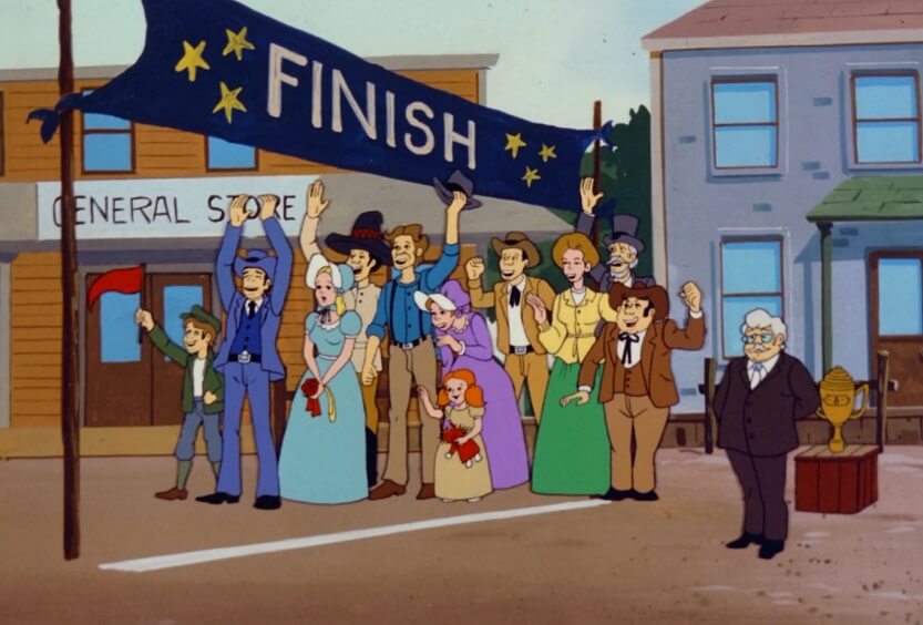 Crossing the finish line.