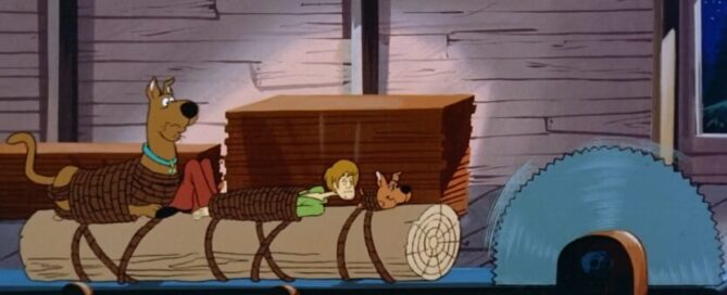 shaggy on a log splitter