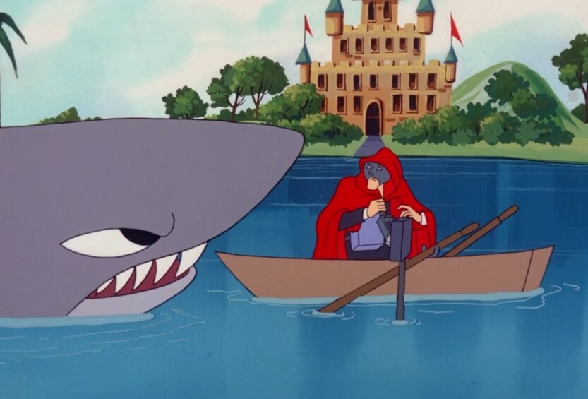 masked man with shark