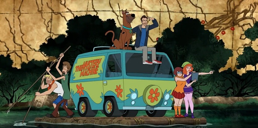 Mystery Machine on a raft