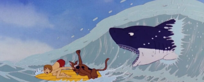 Scooby being chased by a shark