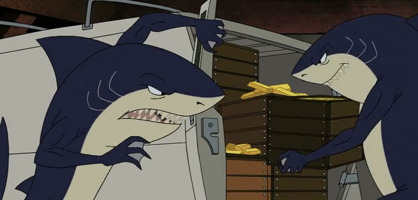 Sharkmen stealing Gold