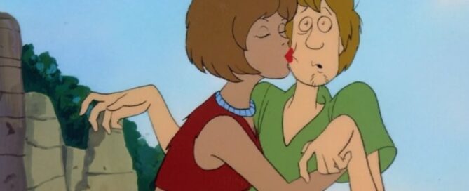 cavewoman kissing shaggy