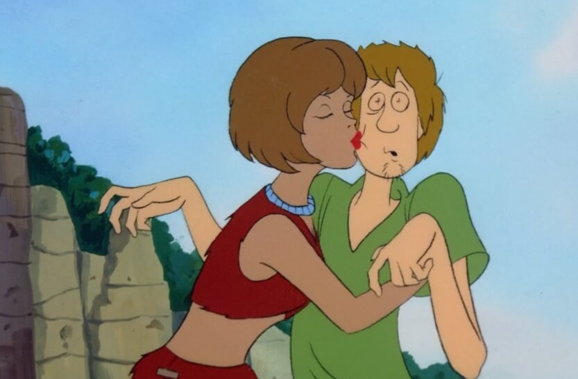 Cavewoman kissing Shaggy