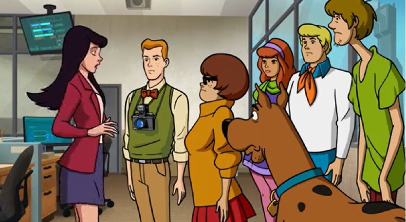 Lois Lane and Jimmy Olsen with the gang