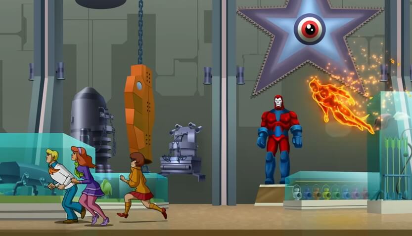 Phantom chases Velma, Fred and Daphne