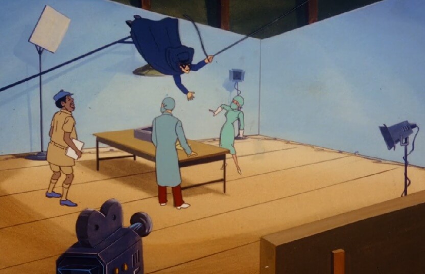 The Phantom swinging in to kidnapped Victoria Sensible