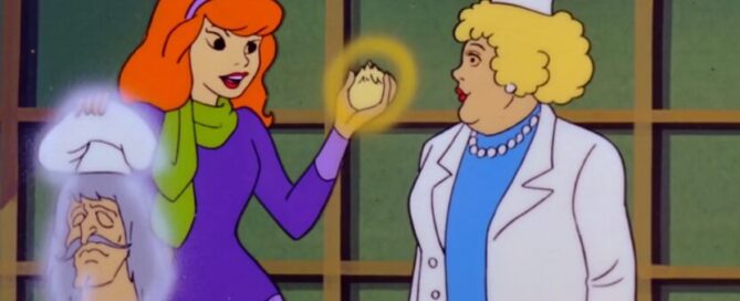 Daphne and glowing chef mask