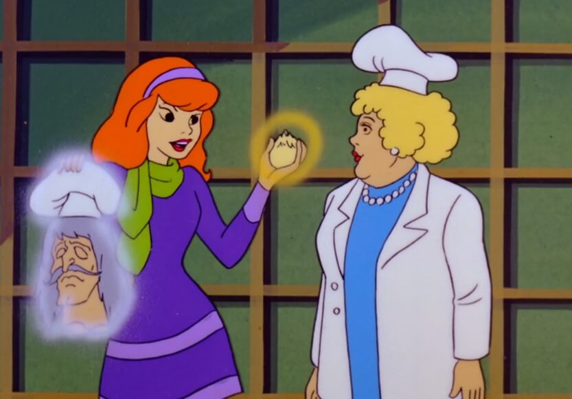 Daphne and glowing chef mask