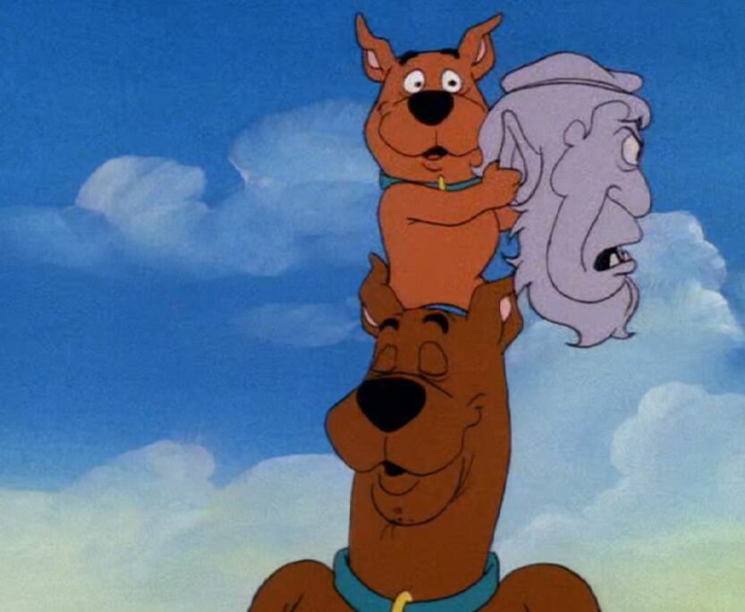 Scrappy holding the Cyclops mask