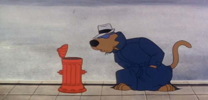 Scooby examining fire hydrant