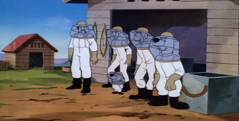 Scooby in a Bee Keeper outfit