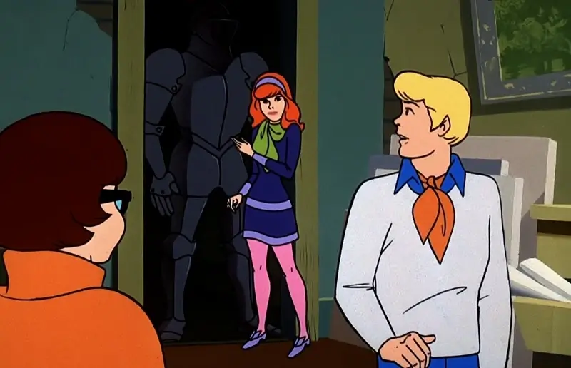 Daphne being startled by the Black Knight