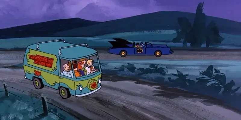 Mystery Machine and Batmobile