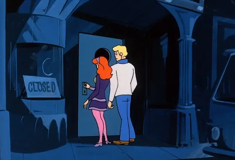 At the entrance of the wax museum