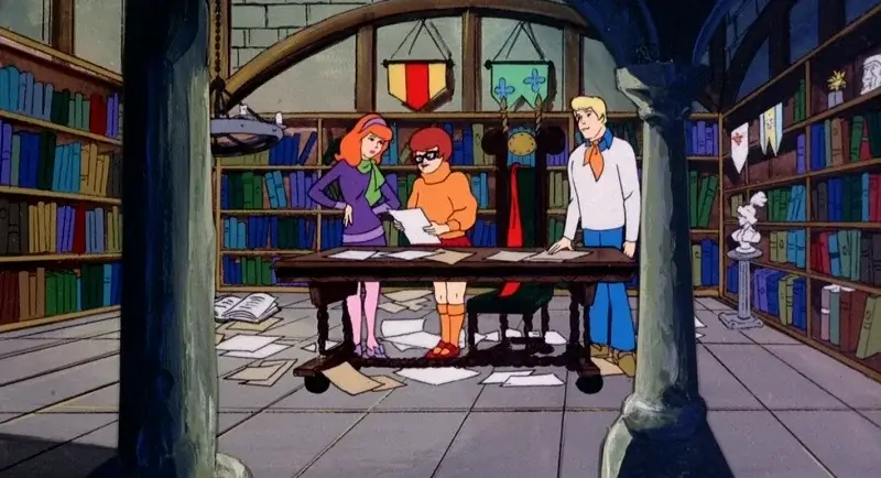 The gang in the library